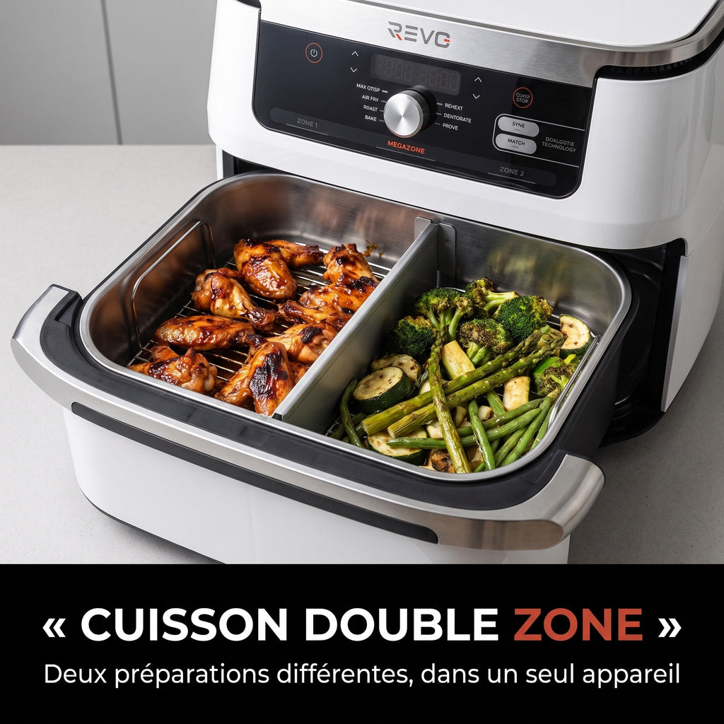 Friteuse à air chaud REVO Astoria 10 – 10,4 L – 2 zones de cuisson – 7 modes – 2 470 W