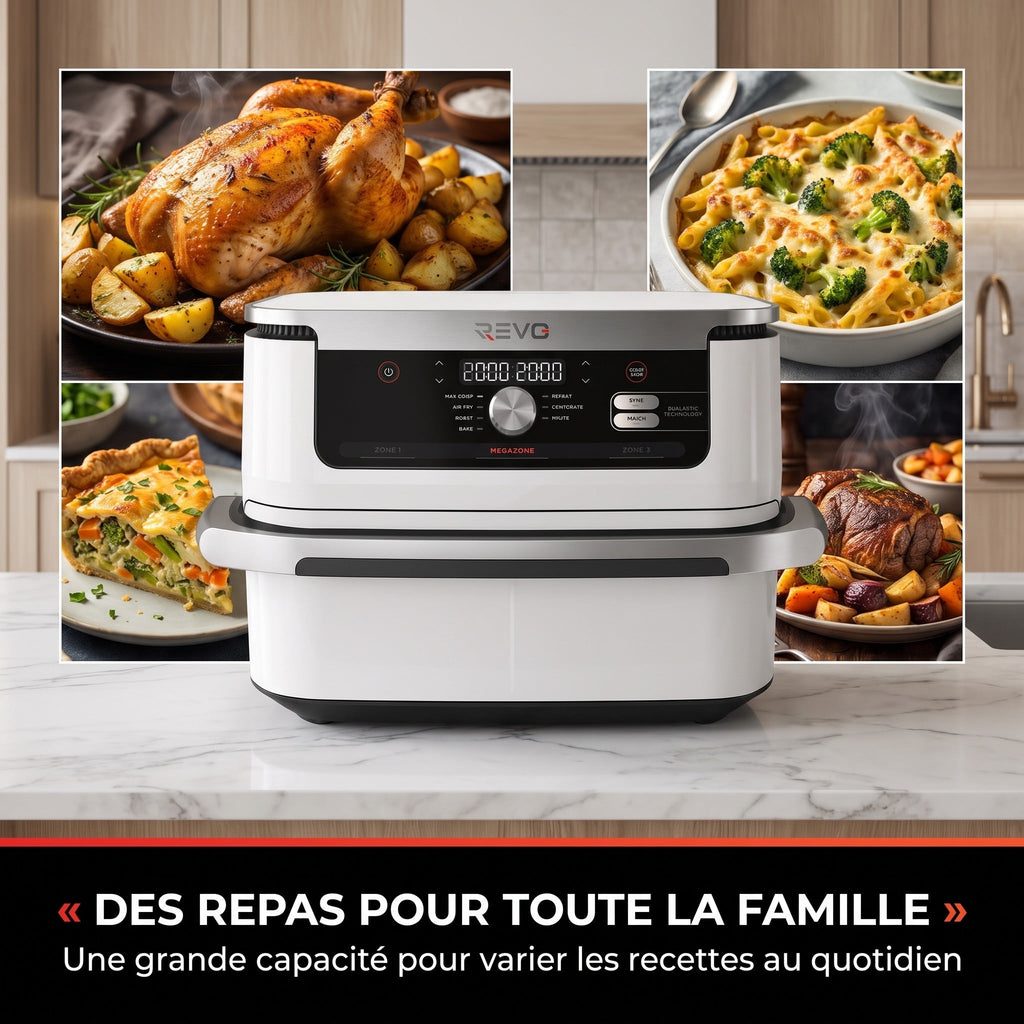Friteuse à air chaud REVO Astoria 10 – 10,4 L – 2 zones de cuisson – 7 modes – 2 470 W