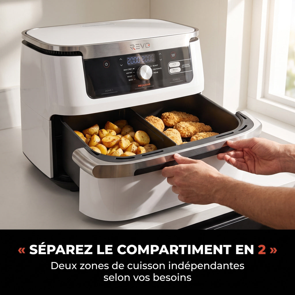 Friteuse à air chaud REVO Astoria 10 – 10,4 L – 2 zones de cuisson – 7 modes – 2 470 W