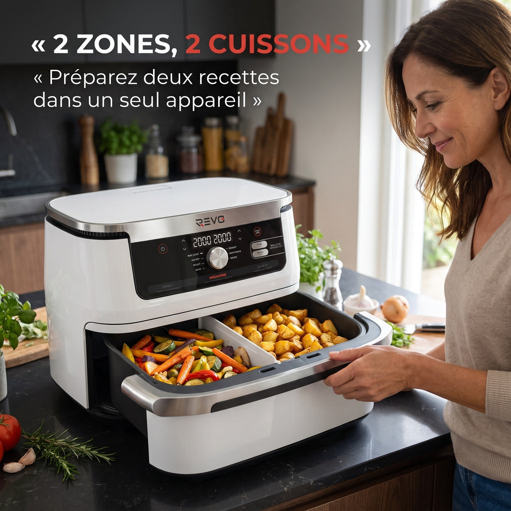 Friteuse à air chaud REVO Astoria 10 – 10,4 L – 2 zones de cuisson – 7 modes – 2 470 W