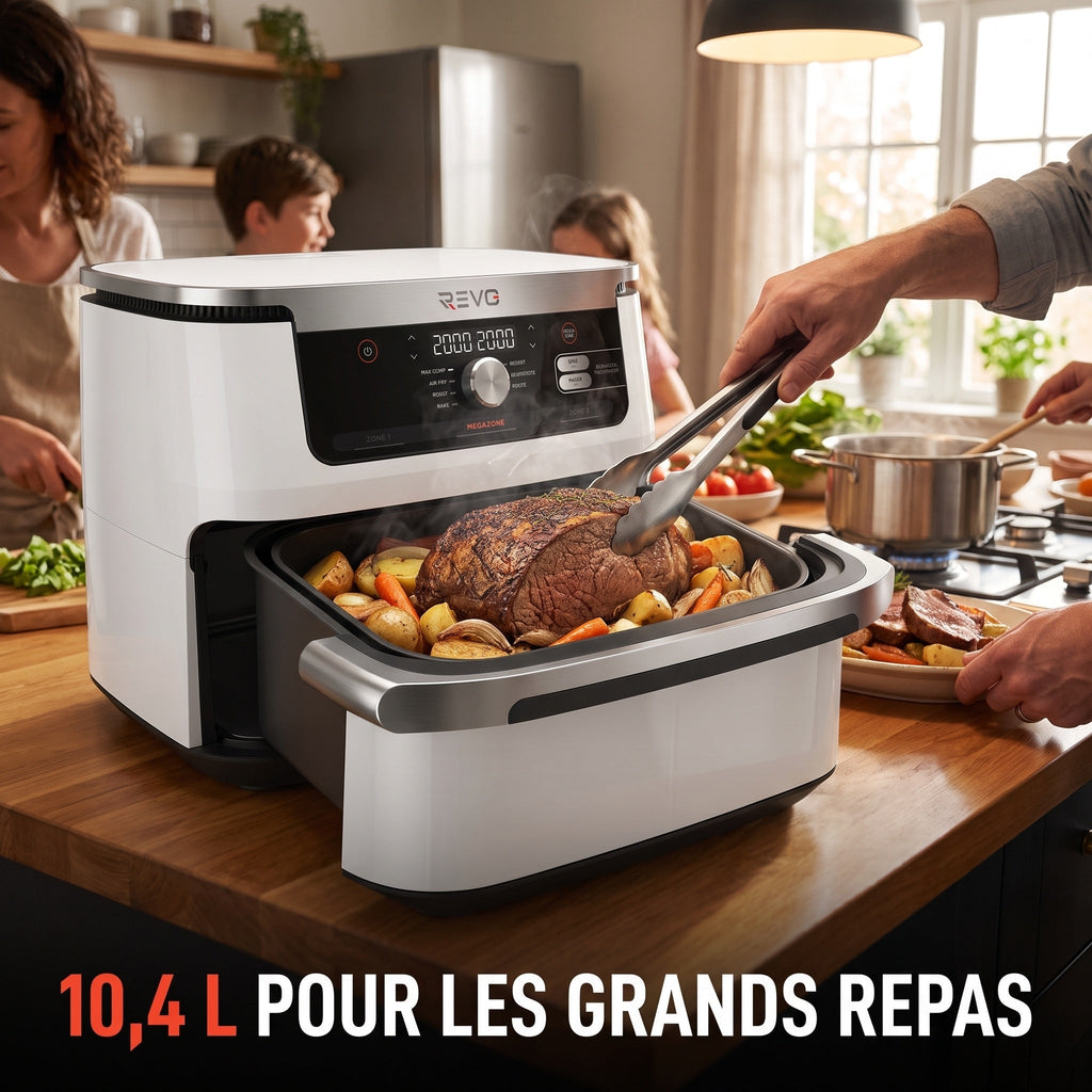 Friteuse à air chaud REVO Astoria 10 – 10,4 L – 2 zones de cuisson – 7 modes – 2 470 W