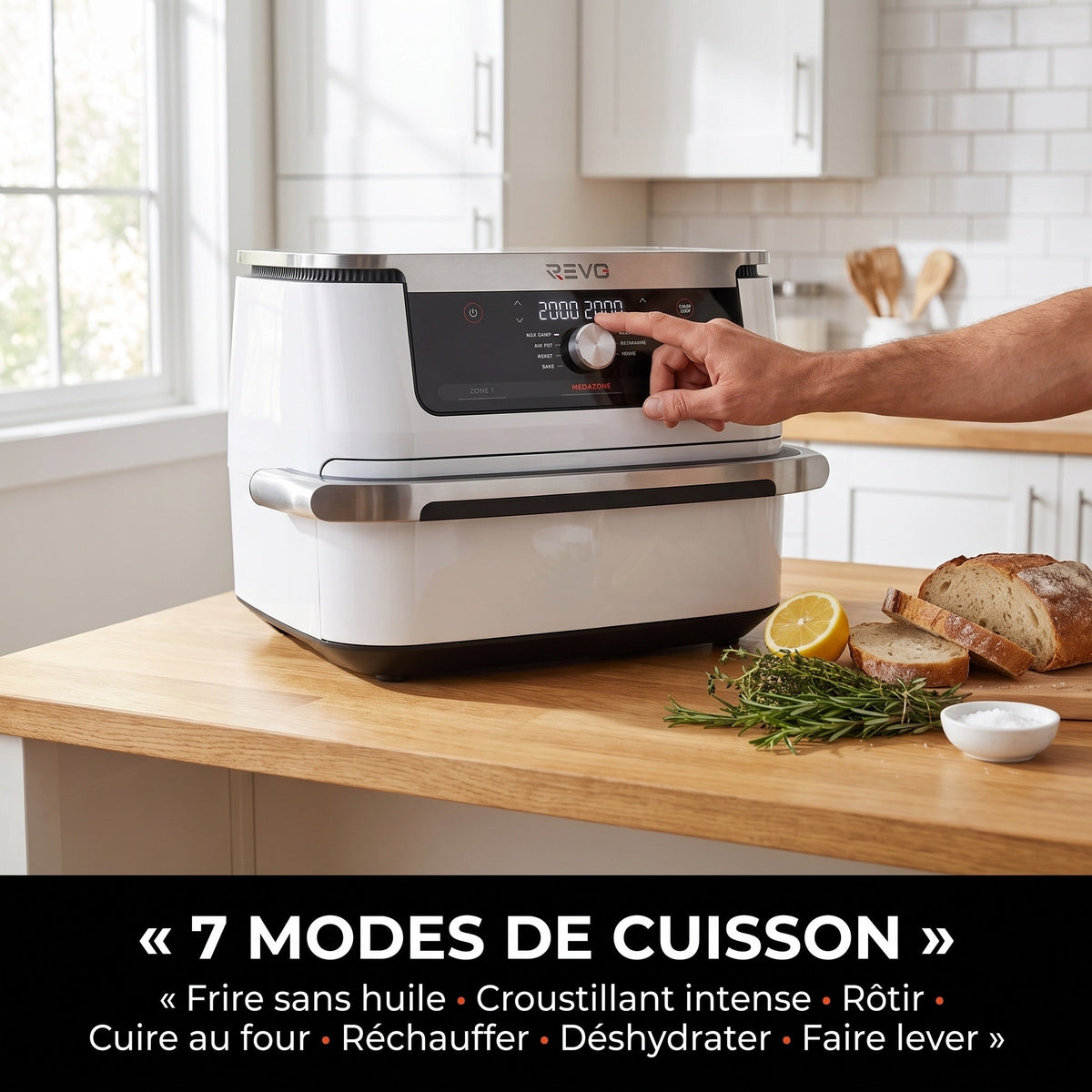 Friteuse à air chaud REVO Astoria 10 – 10,4 L – 2 zones de cuisson – 7 modes – 2 470 W