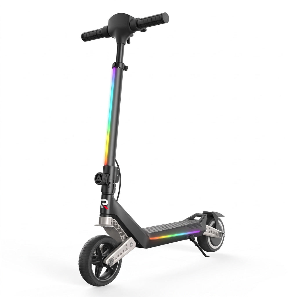 Trottinette électrique pour enfant REVO MiniPulse 16 – 6 à 12 ans – 5/10/16 km/h – Autonomie 9 km – Double suspension – Bluetooth et LED
