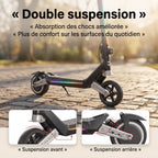 Trottinette électrique pour enfant REVO MiniPulse 16 – 6 à 12 ans – 5/10/16 km/h – Autonomie 9 km – Double suspension – Bluetooth et LED