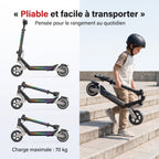 Trottinette électrique pour enfant REVO MiniPulse 16 – 6 à 12 ans – 5/10/16 km/h – Autonomie 9 km – Double suspension – Bluetooth et LED