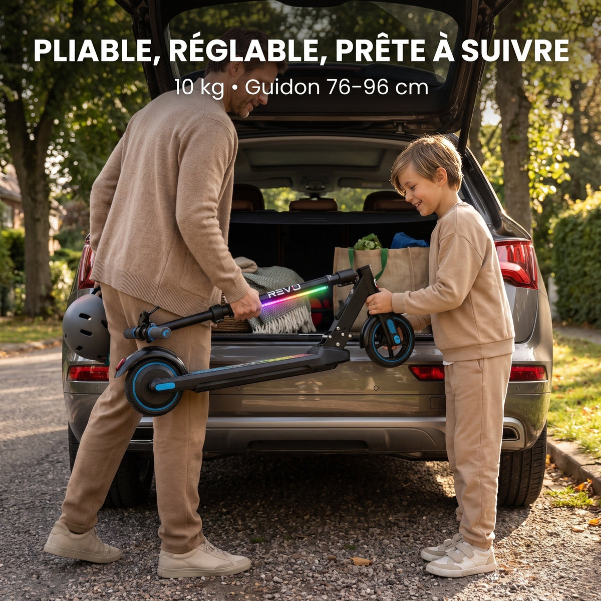 Trottinette électrique enfant REVO Spark 15 – 150 W – 3 vitesses – Jusqu'à 15 km/h – Autonomie 8 km