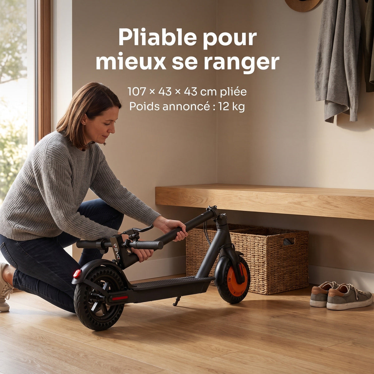 Trottinette électrique REVO Sprinty 350 – Moteur 350 W – Roues 8,5″ – Pliable – Éclairage LED