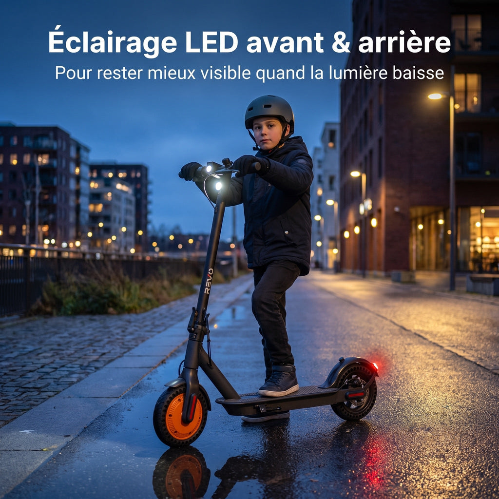 Trottinette électrique REVO Sprinty 350 – Moteur 350 W – Roues 8,5″ – Pliable – Éclairage LED
