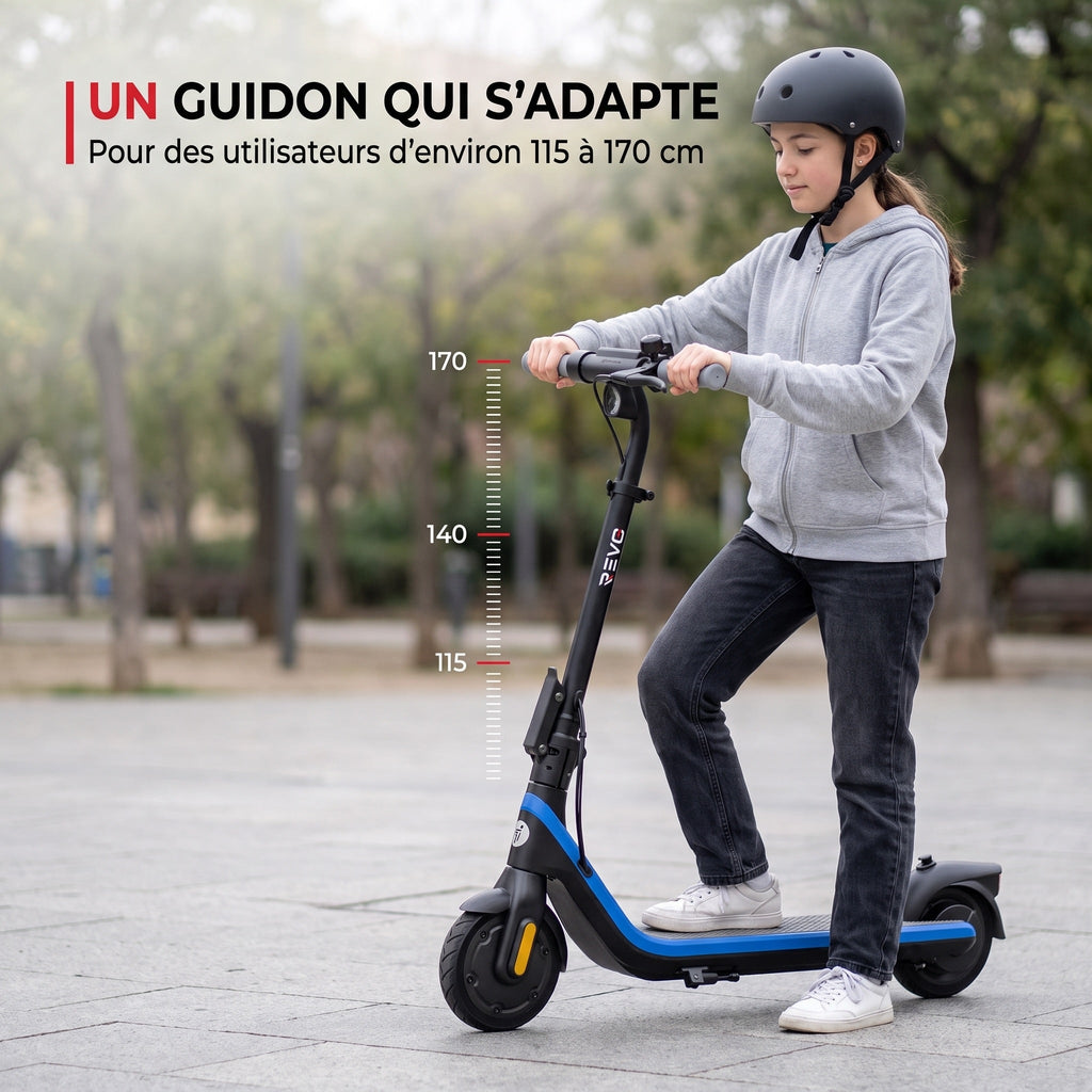Trottinette électrique pour enfant REVO Kinetik 16 – Jusqu’à 16 km/h – Autonomie jusqu’à 16 km – 3 modes de conduite – Guidon réglable