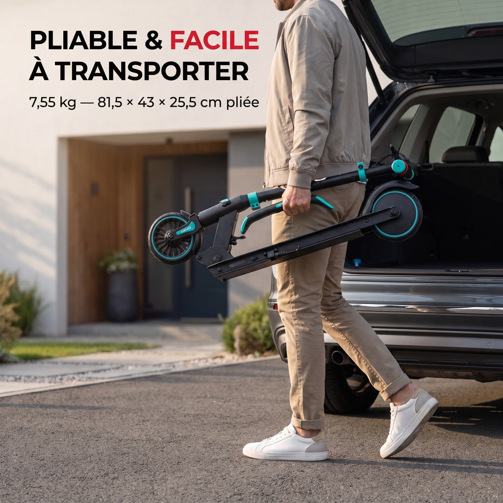Trottinette électrique pour enfant REVO MiniRide 250 – 250 W – Jusqu’à 20 km/h – Autonomie jusqu’à 16 km – Pliable