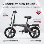 Draisienne électrique pliable REVO Velix 16 – Roues 16" – Batterie amovible 10,4 Ah – Freins à disque avant & arrière