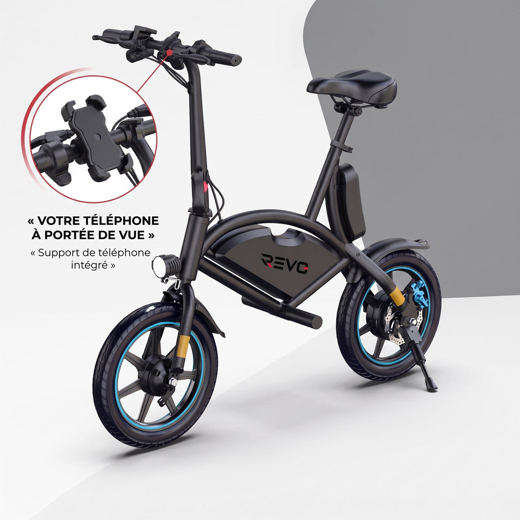 Draisienne électrique REVO UrbanRide 14 – 350 W – 25 km/h – Roues 14" – Bluetooth – Pliable