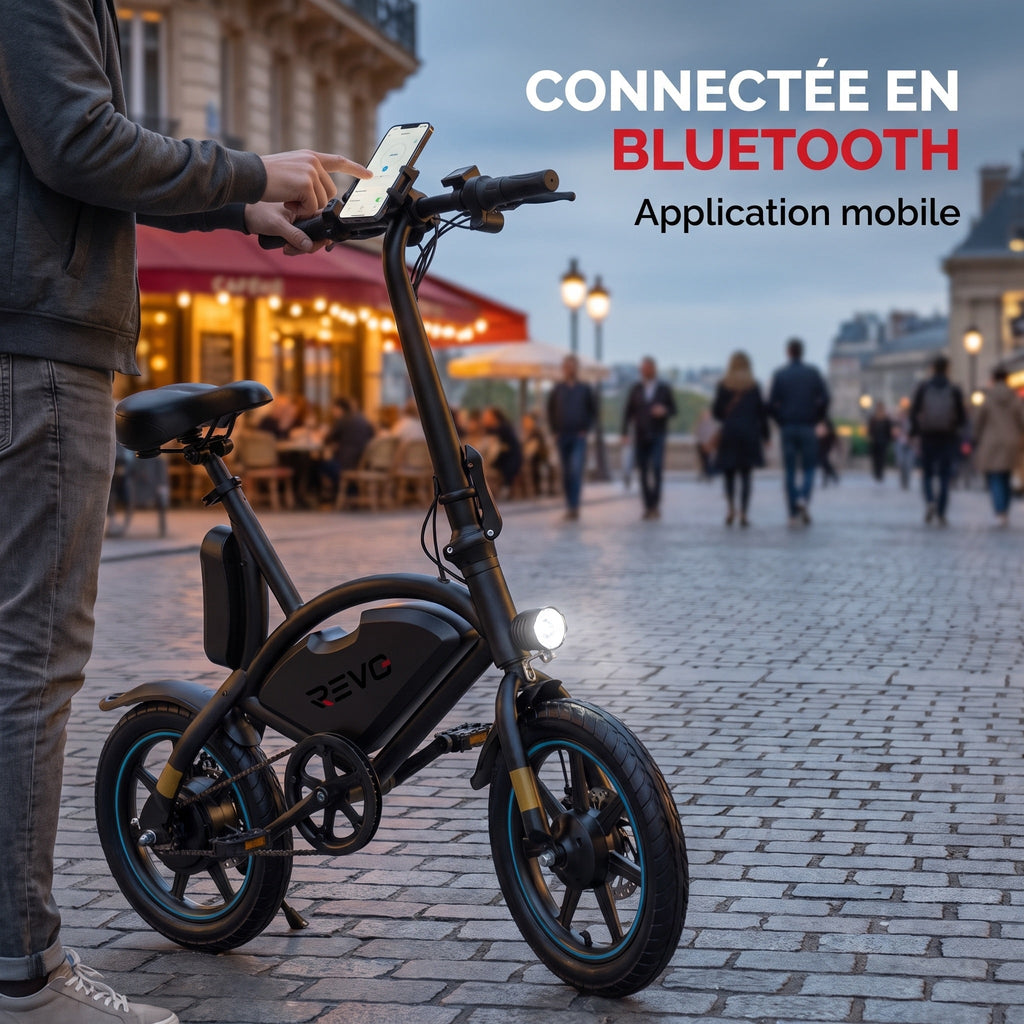 Draisienne électrique REVO UrbanRide 14 – 350 W – 25 km/h – Roues 14" – Bluetooth – Pliable
