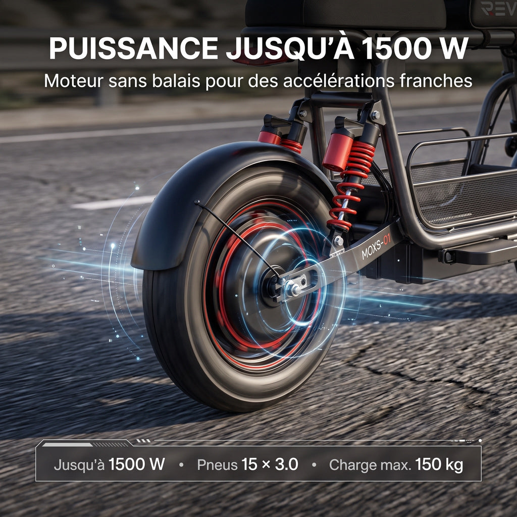 Draisienne Électrique REVO Drivon 1500 – Jusqu’à 1500 W – Autonomie jusqu’à 72 km – Batterie 48 V 15,6 Ah – NFC & Freins Hydrauliques