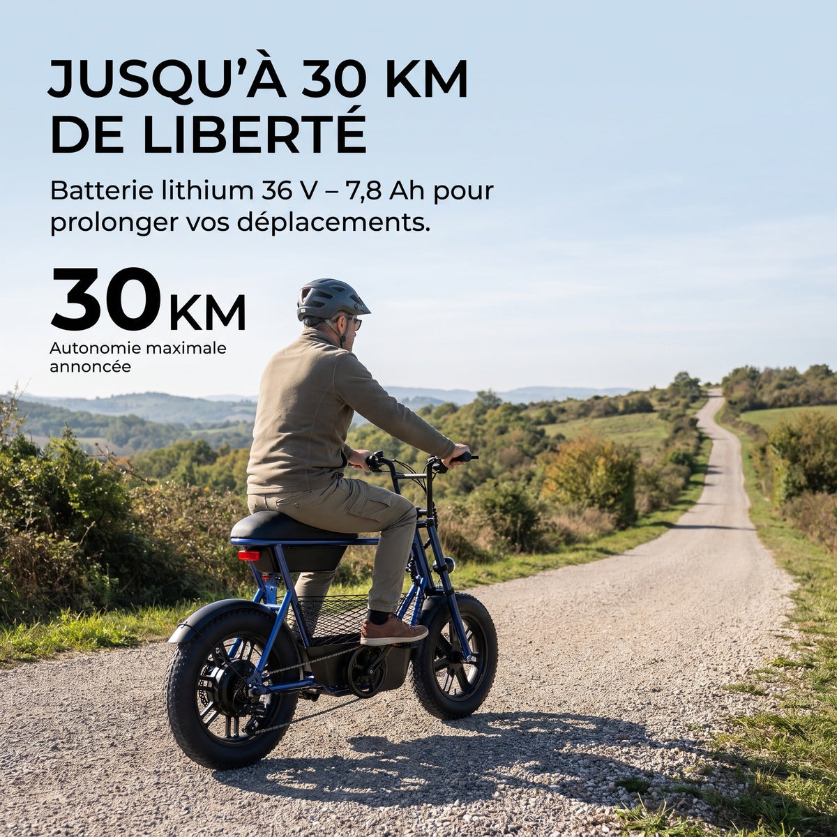 Draisienne électrique REVO Helix 16 – 400 W – Autonomie jusqu’à 30 km – Roues Fat 16" – Double frein à disque