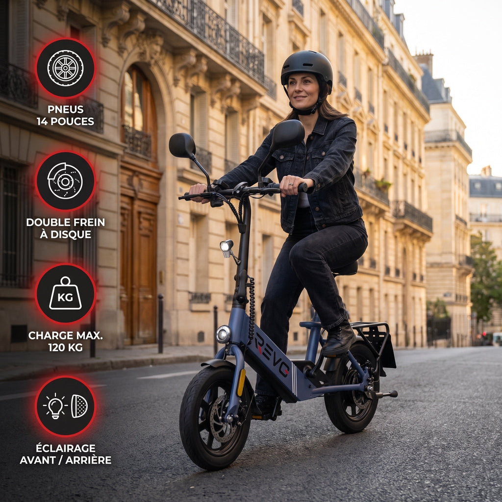 Draisienne électrique REVO Nexo 14 – Pneus 14" – Double frein à disque – Pliable – Charge 120 kg