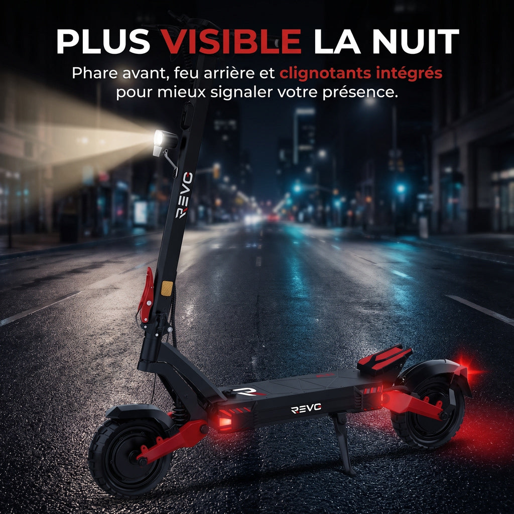 Trottinette électrique REVO Apex X2 – 2 × 1800 W – Batterie 52 V 23,4 Ah – Pneus 10″ tubeless – Double suspension – App & NFC