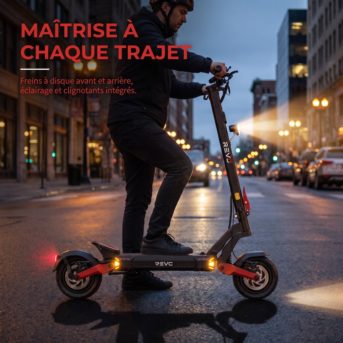 Trottinette électrique REVO Apex X2 – 2 × 1800 W – Batterie 52 V 23,4 Ah – Pneus 10″ tubeless – Double suspension – App & NFC