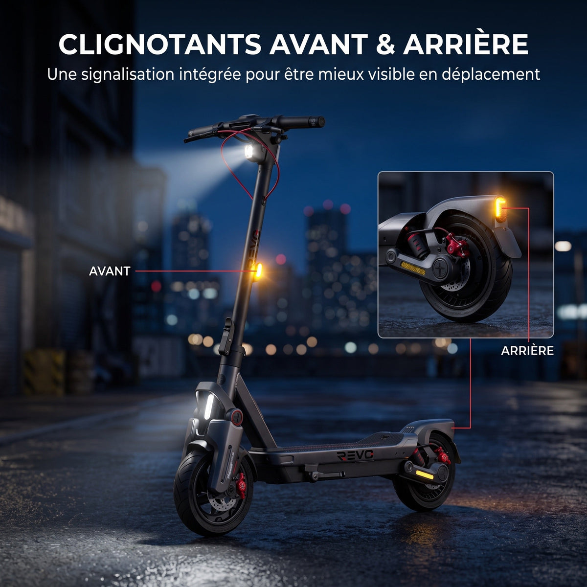 Trottinette électrique REVO Elevon 80 – 2 000 W – 25 km/h – Autonomie jusqu’à 80 km – Pneus 11″ – Écran TFT 2,4″