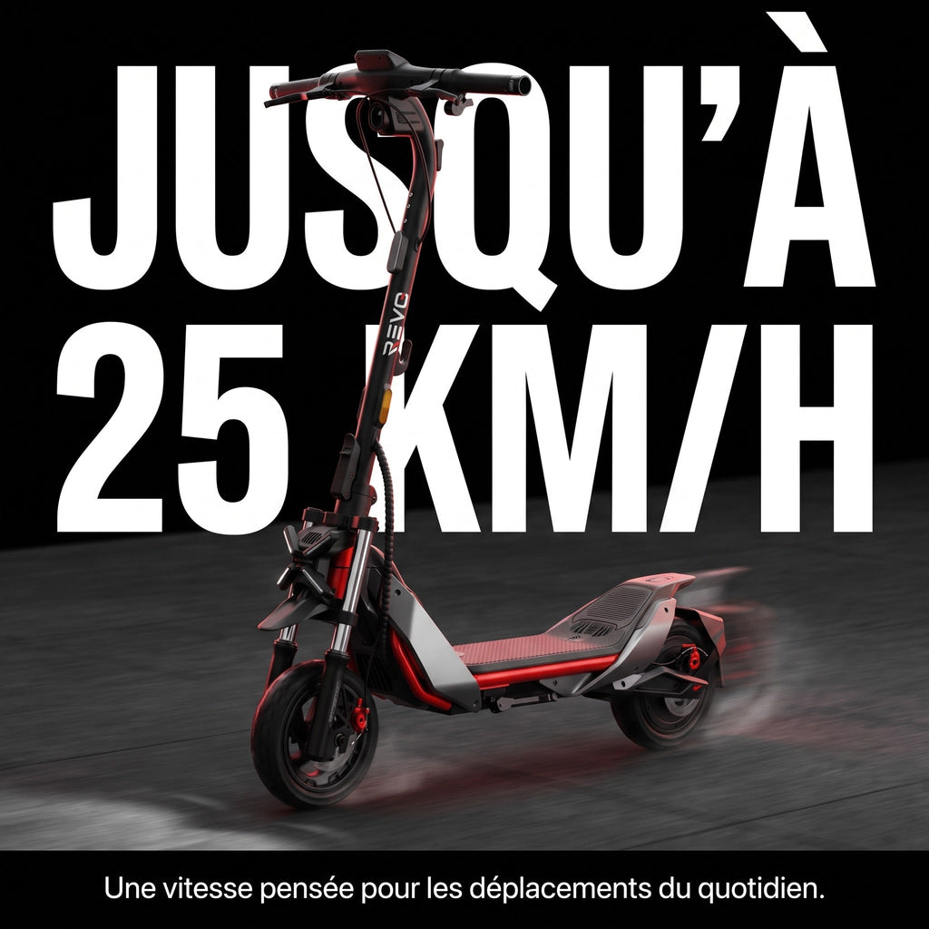 Trottinette électrique REVO Vanguard 11 – 25 km/h – Pneus tout-terrain 11″ – Double suspension – Charge 120 kg