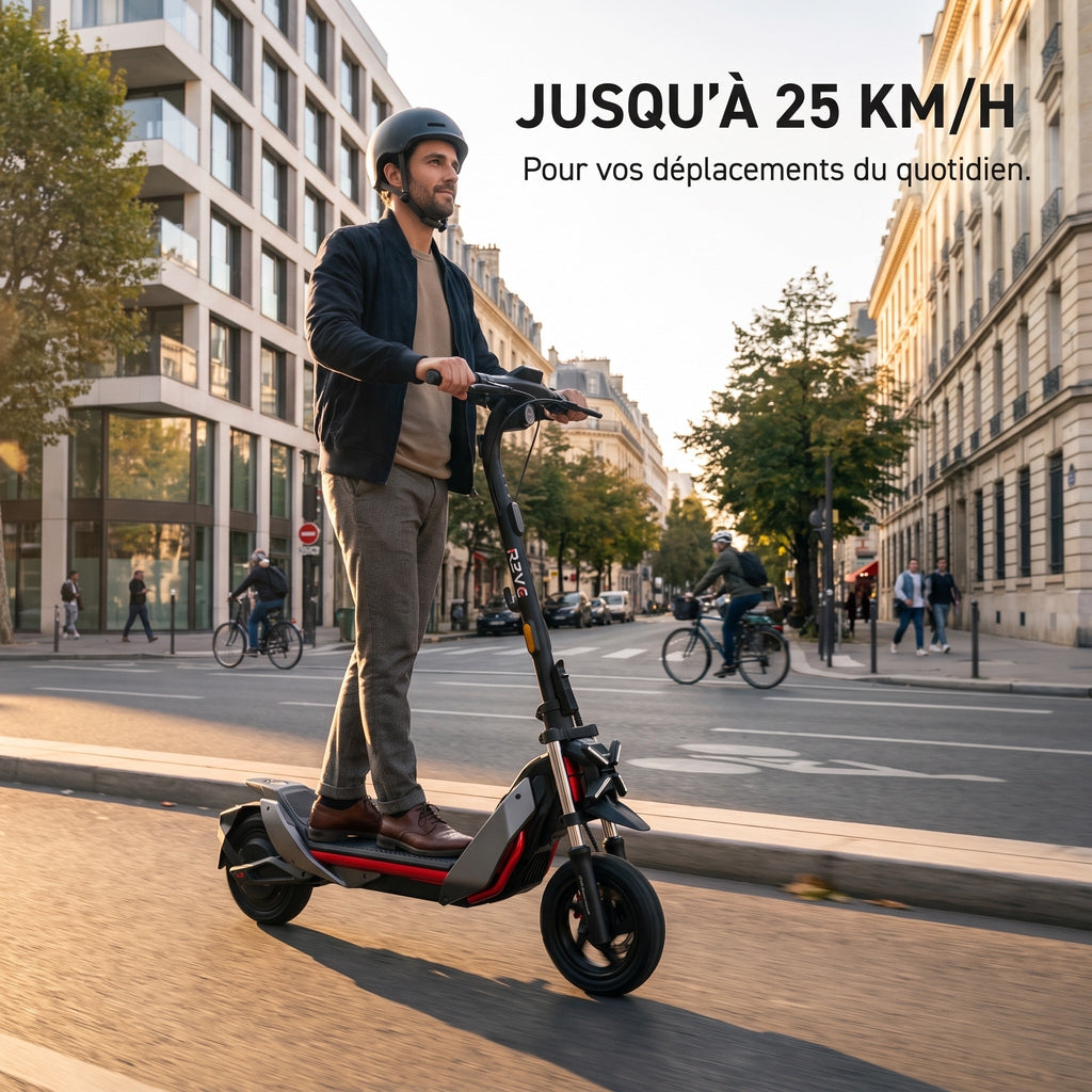 Trottinette électrique REVO Vanguard 11 – 25 km/h – Pneus tout-terrain 11″ – Double suspension – Charge 120 kg