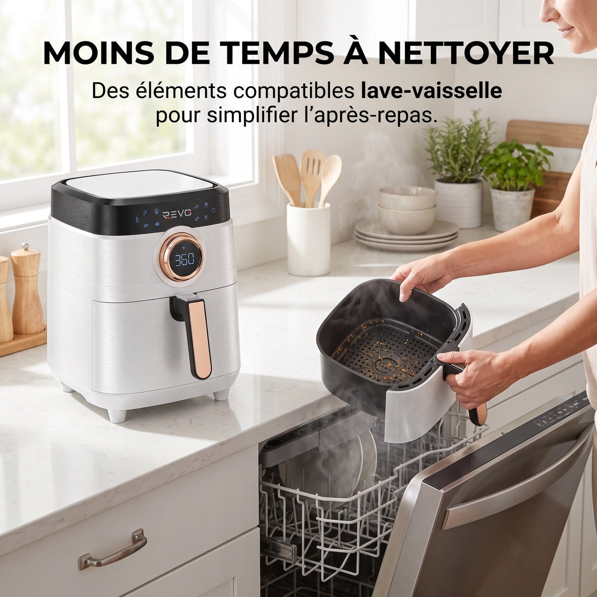 Airfryer REVO Savoris 1700 – Friteuse à air 1700 W – 8 préréglages – Écran tactile – Blanc
