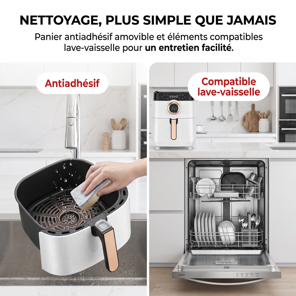 Airfryer REVO Savoris 1700 – Friteuse à air 1700 W – 8 préréglages – Écran tactile – Blanc