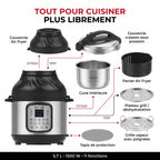 Multicuiseur et Air Fryer REVO Fusion 6 – 5,7 L – 1500 W – 11 fonctions de cuisson – Cuisson sous pression et friture à air