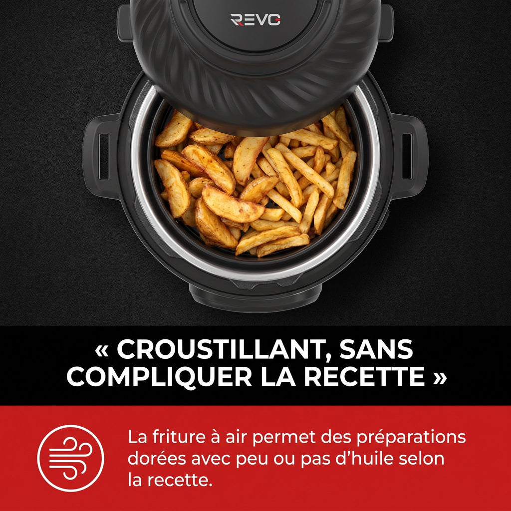 Multicuiseur et Air Fryer REVO Fusion 6 – 5,7 L – 1500 W – 11 fonctions de cuisson – Cuisson sous pression et friture à air