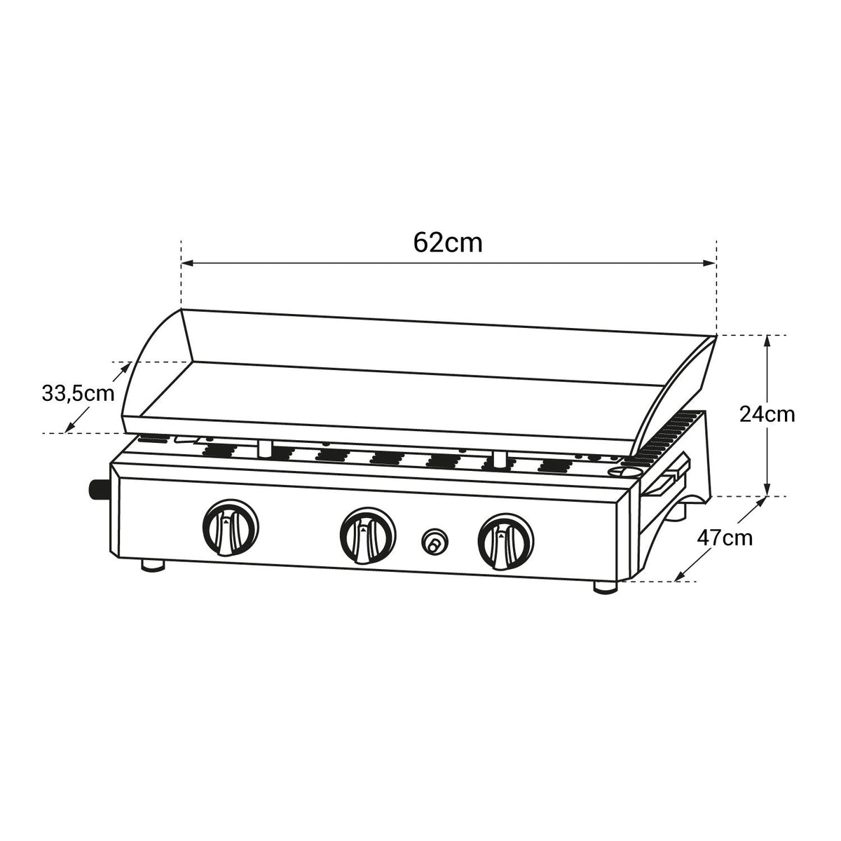 Gas plancha REVO Brasa – 3 burners 7.5 kW – Black steel – Butane/Propane